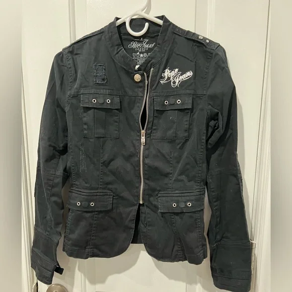 Pepejeans Black Military Style Jacket, size L, runs small - Picture 5 of 7